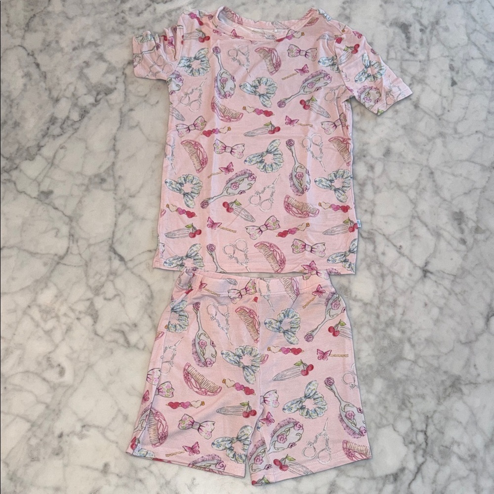 Posh Peanut Pink Pajama Set with Playful Print 3/4T